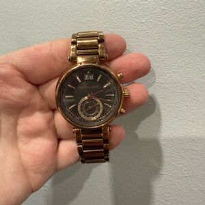 Michael Kors Rose Gold Bracelet Watch with Black Dial